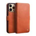 Θήκη iphone 14 Plus 6.7'' QIALINO Leather Magnetic Clasp Flip Case-Light Brown