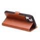 Θήκη iphone 13 QIALINO Leather Magnetic Clasp Flip Case-Light Brown