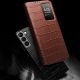 Θήκη Samsung Galaxy S22 genuine QIALINO Leather Smart Auto Wake Up/Sleep View-Crocodile Brown