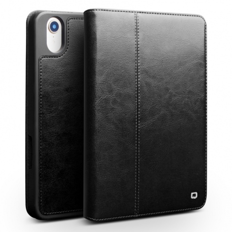 Θήκη for iPad Mini 6 2021 genuine Leather QIALINO Folding Stand and Auto Sleep Wake up Smart Features -Black
