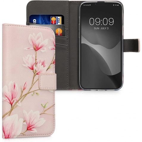 KWmobile Θήκη - Πορτοφόλι Apple iPhone 14 Plus - Magnolias / Pink / White / Dusty Pink (59209.02)