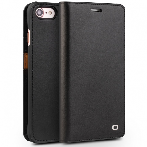 Θήκη iphone 7/8 4.7" genuine QIALINO Classic Leather Wallet Case- Black