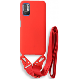 Bodycell Θήκη Σιλικόνης με Λουράκι Λαιμού - Xiaomi Redmi Note 10 5G / Poco M3 Pro 5G - Red (5206015002076)