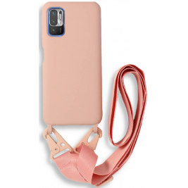 Bodycell Θήκη Σιλικόνης με Λουράκι Λαιμού - Xiaomi Redmi Note 10 5G / Poco M3 Pro 5G - Pink (5206015002069)