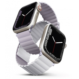 Uniq Revix Μαγνητικό Λουράκι Premium Σιλικόνης Apple Watch Ultra/SE/8/7/6/5/4 (49/45/44mm) - Lilac / White (UNIQ-45MM-REVLILWHT)