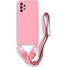 Bodycell Θήκη Σιλικόνης με Λουράκι Λαιμού - Samsung Galaxy A32 4G - Pink (5206015001413)