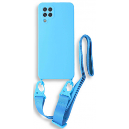 Bodycell Θήκη Σιλικόνης με Λουράκι Λαιμού - Samsung Galaxy A22 4G - Light Blue (5206015001253)