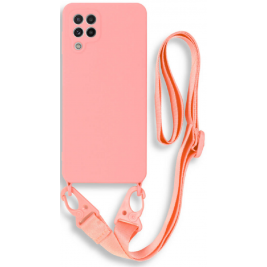 Bodycell Θήκη Σιλικόνης με Λουράκι Λαιμού - Samsung Galaxy A22 4G - Pink (5206015001277)