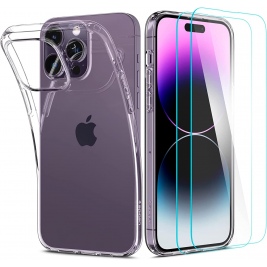 Spigen Crystal Pack - Σετ Θήκη Σιλικόνης & 2 x Tempered Glass - Apple iPhone 14 Pro - Crystal Clear (ACS04994)