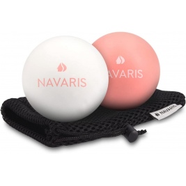 Navaris Lacrosse Massage Ball - Σετ 2 Μπάλες Lacrosse για Μασάζ - 6cm - White / Pink (42915)