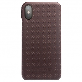 Θήκη iphone X QIALINO Limousine leather pattern-brown