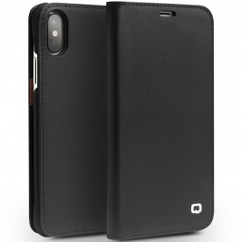 Θήκη iphone X genuine QIALINO Classic Leather Wallet Case- Black