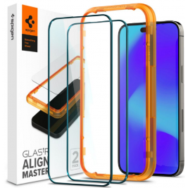 Spigen GLAS.tR ALIGNmaster - Αντιχαρακτικό Fullface Γυάλινο Tempered Glass Apple iPhone 14 Pro - 2 Τεμάχια - Black (AGL05216)