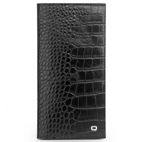 Θήκη Universal up to 6" genuine QIALINO Crocodile Leather Wallet Case-Black