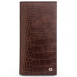 Θήκη Universal up to 6.5'' genuine QIALINO Crocodile Leather Wallet Case-Brown