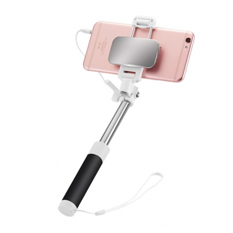 Μονόποδο HOCO K2 3.5mm Wired Cable Control Selfie with Mirror and Strap-Black