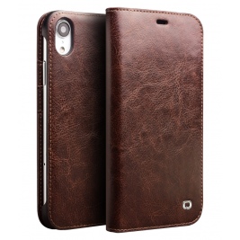 Θήκη iphone XR genuine Leather QIALINO Classic Wallet Case-Brown