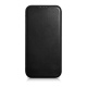 iCarer Curved Edge Oil Wax Leather Folio - Δερμάτινη MagSafe Flip Θήκη-Πορτοφόλι - Apple iPhone 14 Pro - Black (AKI14220706-BK)