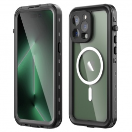 Θήκη αδιάβροχη iPhone 14 Pro Max 6.7'' Waterproof Covering Clear Back case Redpepper-Black