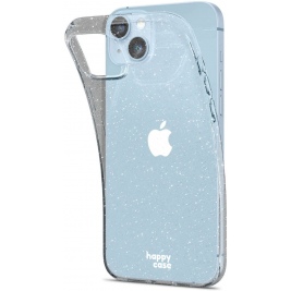 HappyCase Διάφανη Θήκη Σιλικόνης Apple iPhone 14 - Glitter Print (8719246375347)