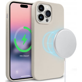 Crong Color Magnetic Θήκη MagSafe Premium Σιλικόνης Apple iPhone 14 Pro Max - Stone (CRG-COLRM-IP1467P-STN)
