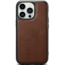 iCarer Oil Wax Leather Cover - Δερμάτινη Θήκη με TPU Bumper - Apple iPhone 14 Pro - Brown (WMI14220718-BN)