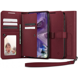 Spigen Wallet S Plus - Θήκη Πορτοφόλι Samsung Galaxy S23 με Αποσπώμενο Λουράκι Χειρός - Burgundy (ACS05724)