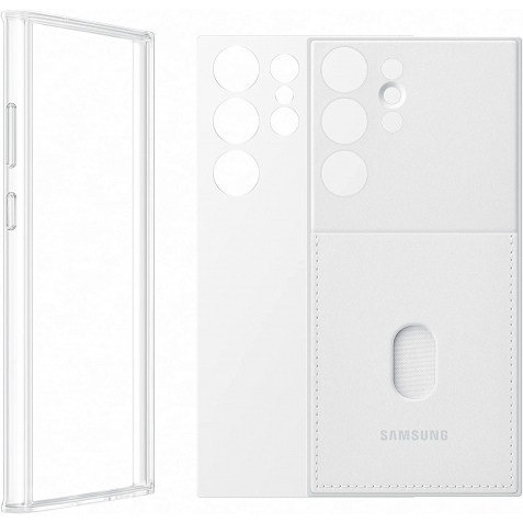 Official Samsung Frame Cover - Σετ Θήκη με 2 x Καλύμματα Πλάτης - Samsung Galaxy S23 Ultra - White (EF-MS918CWEGWW)