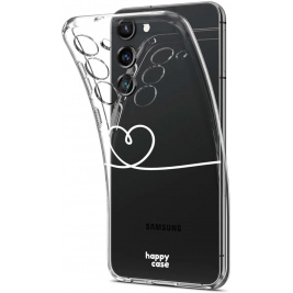 HappyCase Διάφανη Θήκη Σιλικόνης Samsung Galaxy S23 - Heart Print (8719246382451)