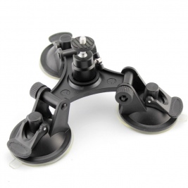 Triple Suction Cup Mount with ball head tripod 1/4" mount for Action Cameras