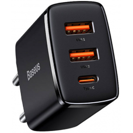 Baseus Compact Quick Charger - Φορτιστής Ταξιδιού με 2 x USB-Α / 1 x Type-C - 30W - Black (CCXJ-E01)