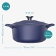 Navaris Cast Iron Casserole Dish with Lid - Αντικολλητική Κατσαρόλα από Χυτοσίδηρο για Εστίες / Φούρνο - 24cm - 3.5L - Matte Blue (48777.02.17)
