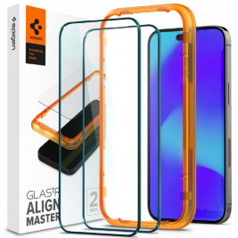 Spigen GLAS.tR ALIGNmaster - Αντιχαρακτικό Fullface Γυάλινο Tempered Glass Apple iPhone 14 Pro Max - 2 Τεμάχια - Black (AGL05204)