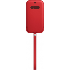 Official Apple Leather Sleeve - Δερμάτινη Θήκη - Πορτοφόλι με MagSafe και Λουράκι Χειρός - Apple iPhone 12 / 12 Pro - Scarlet (MHYE3ZM/A)