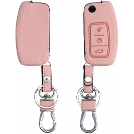 KW PU Leather Θήκη Κλειδιού Ford - 3 Κουμπιά - Flip Key - Dusty Pink (56547.10)