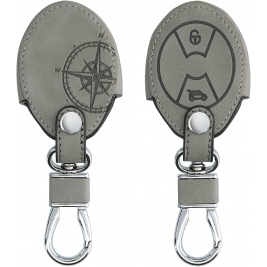 KW PU Leather Θήκη Κλειδιού Mini - 3 Κουμπιά - Navigational Compass / Grey (57029.01)