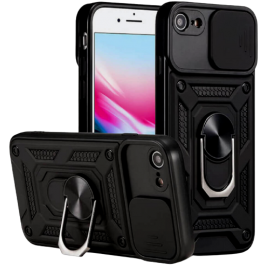 Bodycell Armor Slide - Ανθεκτική Θήκη Apple iPhone SE 2022 / 2020 / 8 / 7 με Κάλυμμα για την Κάμερα & Μεταλλικό Ring Holder - Black (5206015005138)