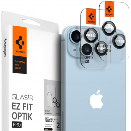 Spigen GLAS.tR EZ Fit OPTIK Pro Camera Lens Protector - Αντιχαρακτικό Προστατευτικό Γυαλί για Φακό Κάμερας Apple iPhone 14 / 14 Plus - 2 Τεμάχια - Black (AGL05213)