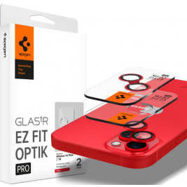 Spigen GLAS.tR EZ Fit OPTIK Pro Camera Lens Protector - Αντιχαρακτικό Προστατευτικό Γυαλί για Φακό Κάμερας Apple iPhone 14 / 14 Plus - 2 Τεμάχια - Red (AGL05605)