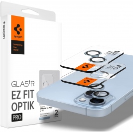 Spigen GLAS.tR EZ Fit OPTIK Pro Camera Lens Protector - Αντιχαρακτικό Προστατευτικό Γυαλί για Φακό Κάμερας Apple iPhone 14 / 14 Plus - 2 Τεμάχια - Blue (AGL05602)