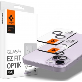 Spigen GLAS.tR EZ Fit OPTIK Pro Camera Lens Protector - Αντιχαρακτικό Προστατευτικό Γυαλί για Φακό Κάμερας Apple iPhone 14 / 14 Plus - 2 Τεμάχια - Purple (AGL05603)