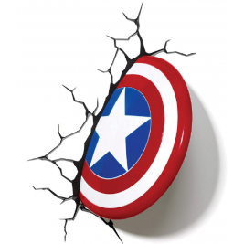 3DLightFX Marvel Avengers Captain America Shield 3D Deco Light - 3D LED Παιδικό Φωτιστικό Τοίχου με Αυτοκόλλητο Ρωγμών (816733002187)