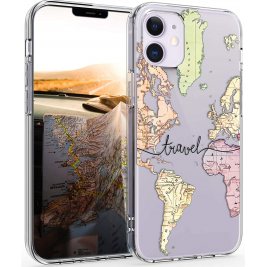KWmobile Θήκη Σιλικόνης Apple iPhone 12 mini - Travel / Black / Multicolor / Transparent (53038.02)