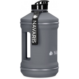 Navaris Water Jug - Μπουκάλι Νερού με Λουράκι Χειρός - BPA Free - 2.2 L - Grey (57023.22)