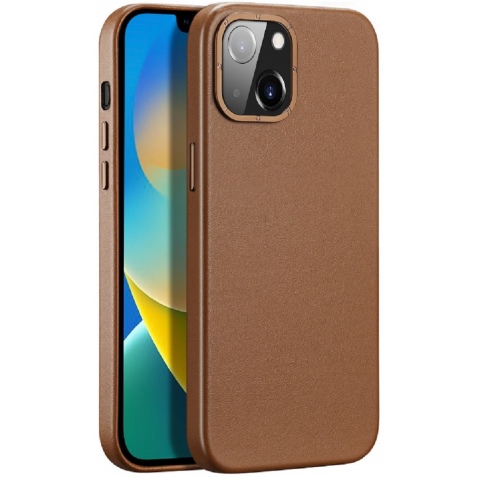 Duxducis Grit Elegant PU Leather - Σκληρή Θήκη MagSafe Apple iPhone 14 - Brown (6934913036921)