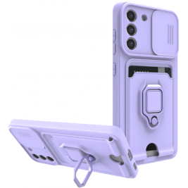 Bodycell Multifunction - Ανθεκτική Θήκη Samsung Galaxy S21 FE 5G με Λουράκι Λαιμού / Κάλυμμα Κάμερας / Ring Holder / Υποδοχή Κάρτας - Purple (5206015013249)
