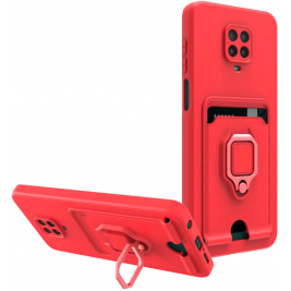 Bodycell Multifunction - Ανθεκτική Θήκη Xiaomi Redmi Note 9S / 9 Pro / 9 Pro Max με Λουράκι Λαιμού / Κάλυμμα Κάμερας / Ring Holder / Υποδοχή Κάρτας - Red (5206015015243)