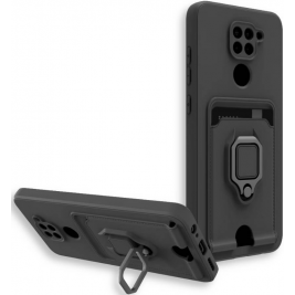 Bodycell Multifunction - Ανθεκτική Θήκη Xiaomi Redmi Note 9 με Λουράκι Λαιμού / Κάλυμμα Κάμερας / Ring Holder / Υποδοχή Κάρτας - Black (5206015013331)