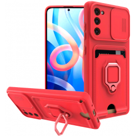Bodycell Multifunction - Ανθεκτική Θήκη Samsung Galaxy S20 FE με Λουράκι Λαιμού / Κάλυμμα Κάμερας / Ring Holder / Υποδοχή Κάρτας - Red (5206015013225)