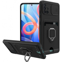 Bodycell Multifunction - Ανθεκτική Θήκη Samsung Galaxy A51 με Λουράκι Λαιμού / Κάλυμμα Κάμερας / Ring Holder / Υποδοχή Κάρτας - Black (5206015013041)